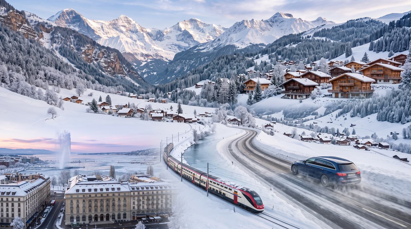 Trajet de Genève à Verbier : le train et la route qui relient la ville aux chalets des Alpes valaisannes
